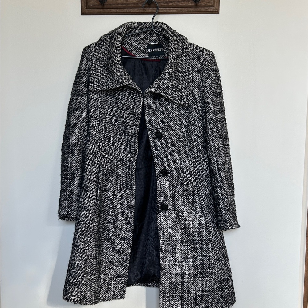 Express Monochrome Tweed Coat